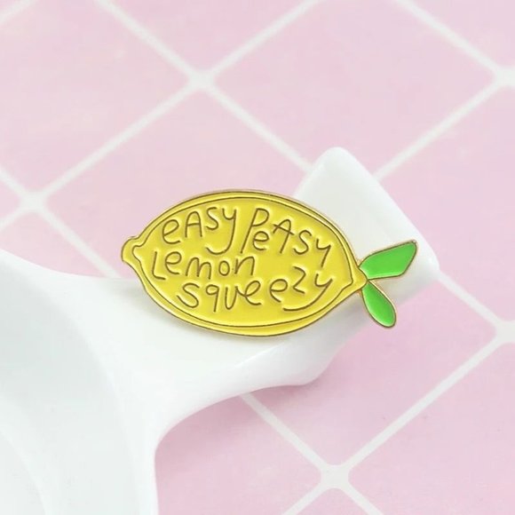 *50% OFF! Easy Peasy Lemon Squeezy pin enamel pinback lemons lime fruit flair - Picture 4 of 4
